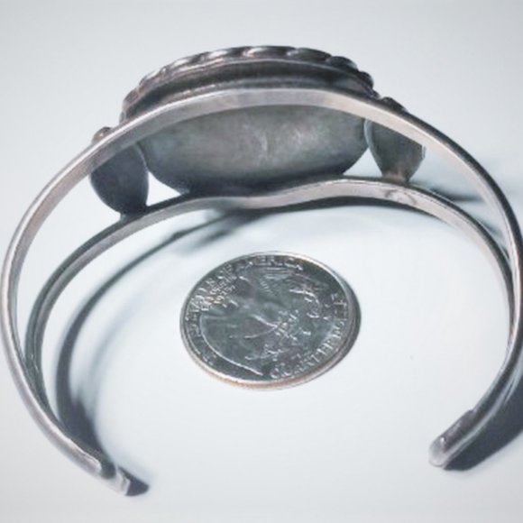Old Pawn Navajo Sterling Silver & Sleeping Beauty Turquoise  Vintage Sterling Silver SOUTHWEST Old Pawn Turquoise Navajo Cuff Bracelet